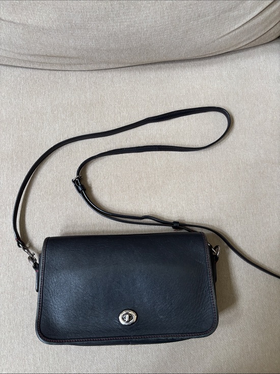 Coach Handbags - Coach Original Black Leather Turnlock Small Crossbody